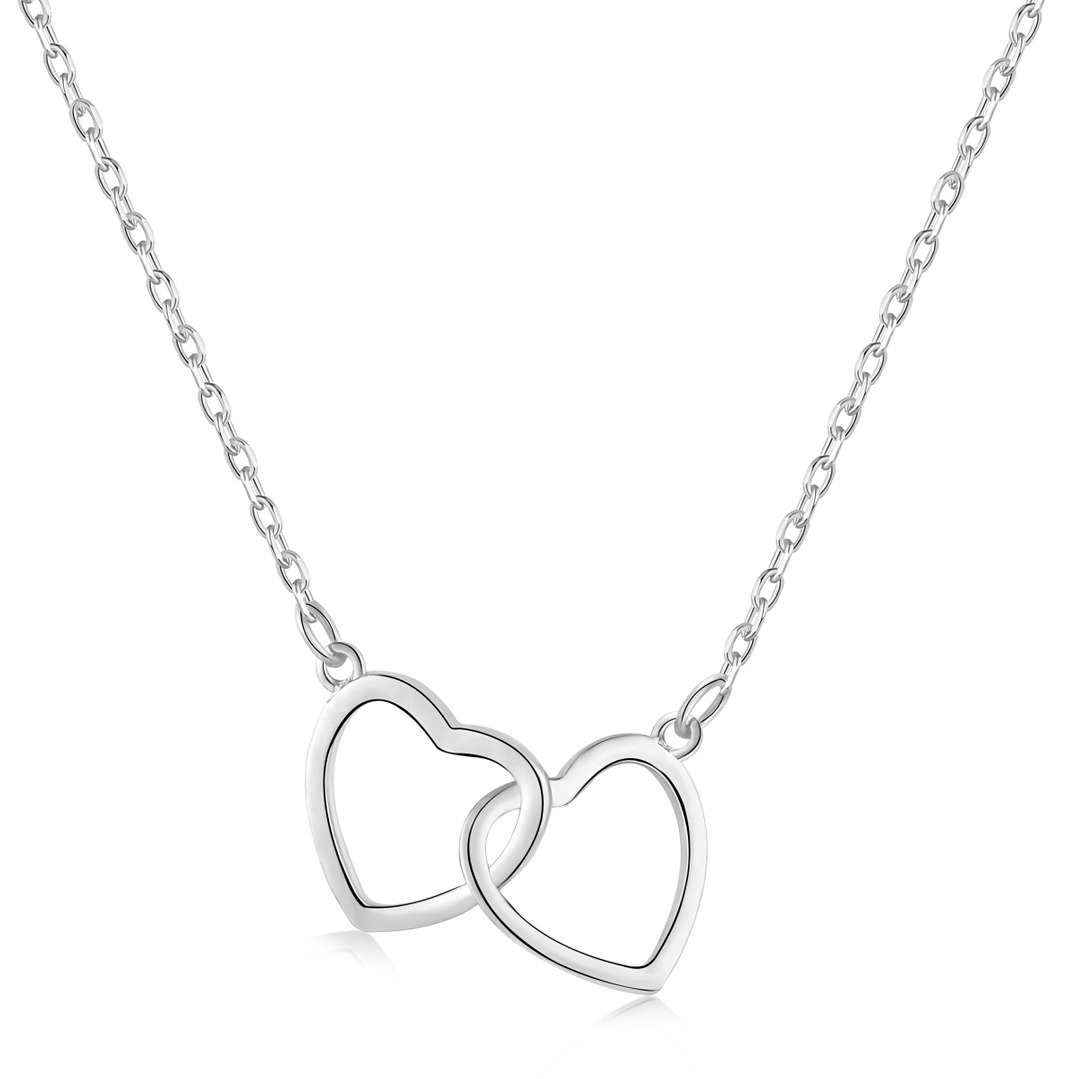 [ElanLuxe Jewelry]Sterling Silver Love Double Ring Necklace