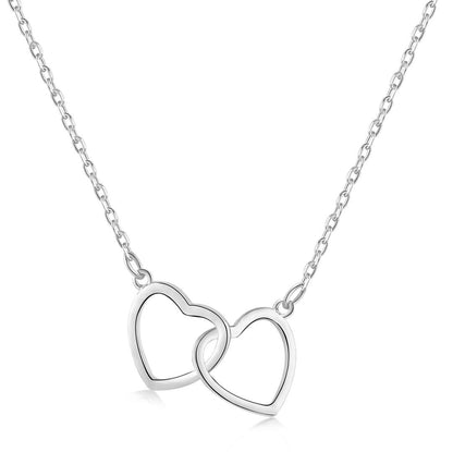 [ElanLuxe Jewelry]Sterling Silver Love Double Ring Necklace