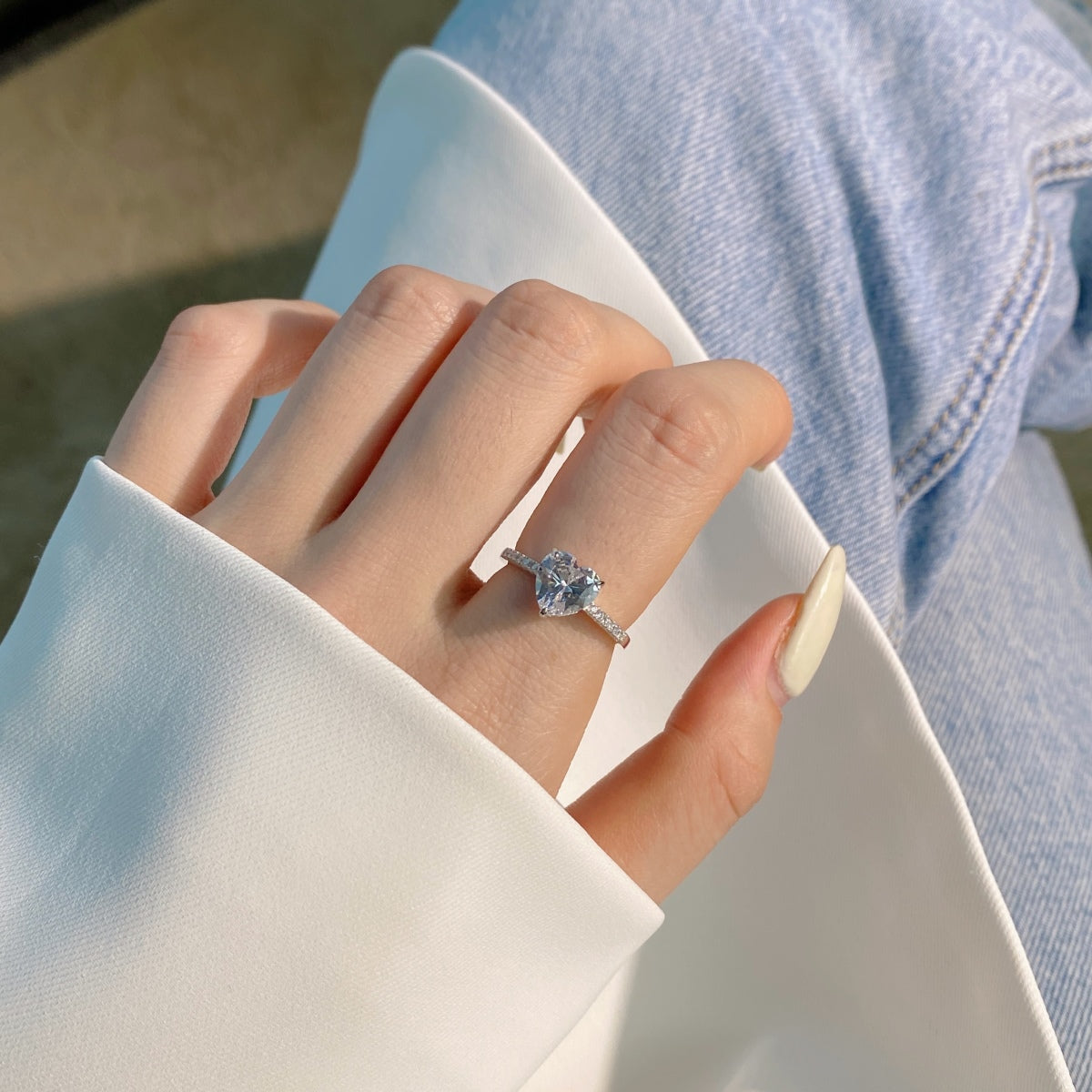 [ElanLuxe Jewelry]2.0 Carat Dazzling Lustrous Heart Cut Lover Ring
