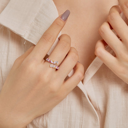 [ElanLuxe Jewelry]Charming Colorful Radiant Cut Adjustable Daily Ring