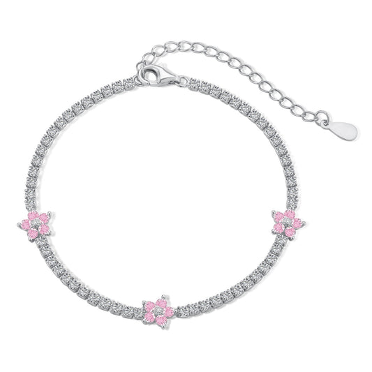 [ElanLuxe Jewelry]Sparkling Flower Shape Tennis Bracelet