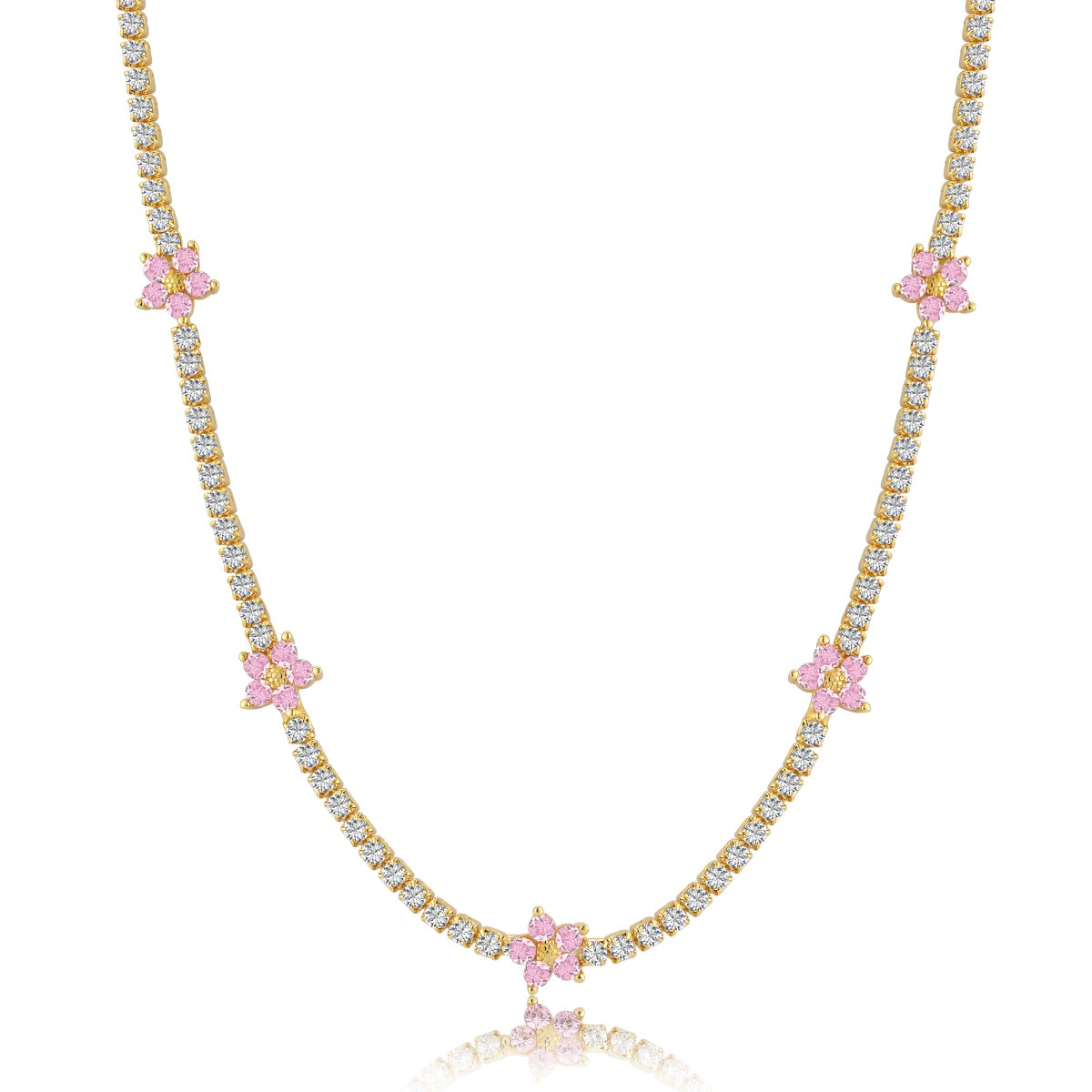 [ElanLuxe Jewelry]Luxurious Colorful Flower Tennis Necklace