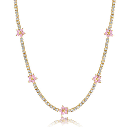 [ElanLuxe Jewelry]Luxurious Colorful Flower Tennis Necklace