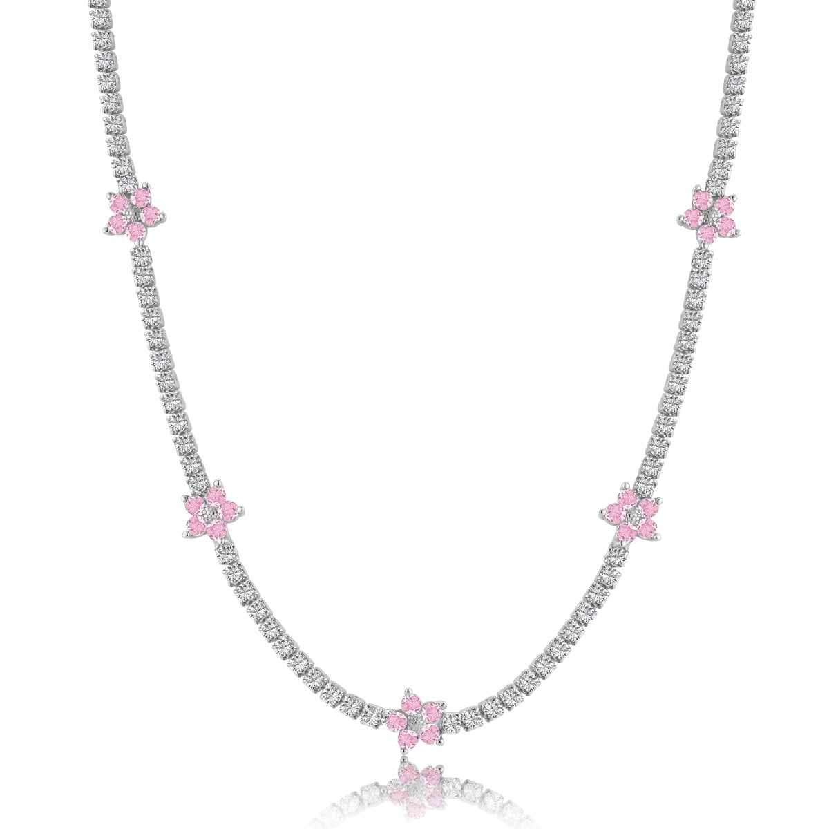 [ElanLuxe Jewelry]Luxurious Colorful Flower Tennis Necklace