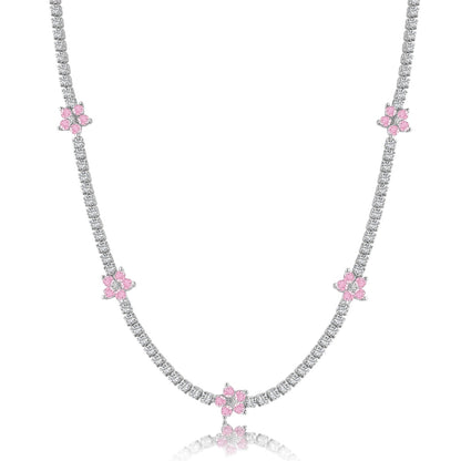 [ElanLuxe Jewelry]Luxurious Colorful Flower Tennis Necklace