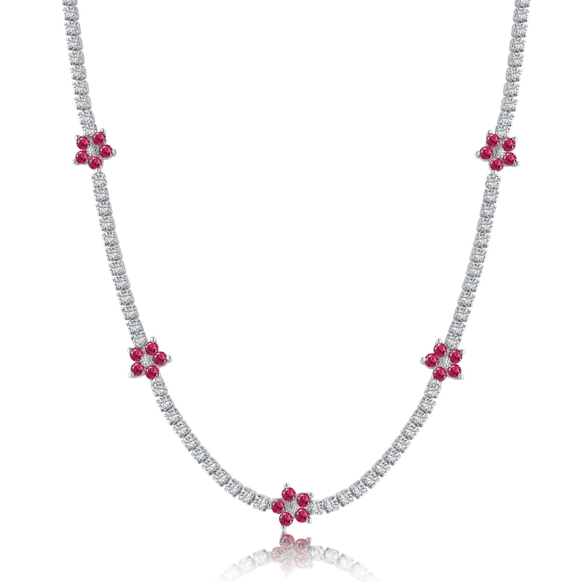 [ElanLuxe Jewelry]Luxurious Colorful Flower Tennis Necklace