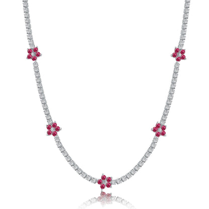 [ElanLuxe Jewelry]Luxurious Colorful Flower Tennis Necklace