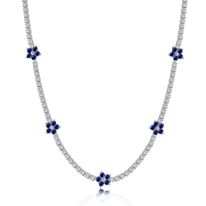 [ElanLuxe Jewelry]Luxurious Colorful Flower Tennis Necklace
