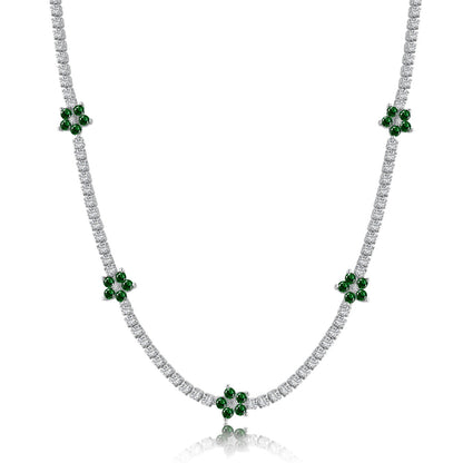 [ElanLuxe Jewelry]Luxurious Colorful Flower Tennis Necklace