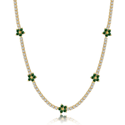 [ElanLuxe Jewelry]Luxurious Colorful Flower Tennis Necklace
