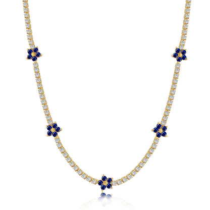 [ElanLuxe Jewelry]Luxurious Colorful Flower Tennis Necklace
