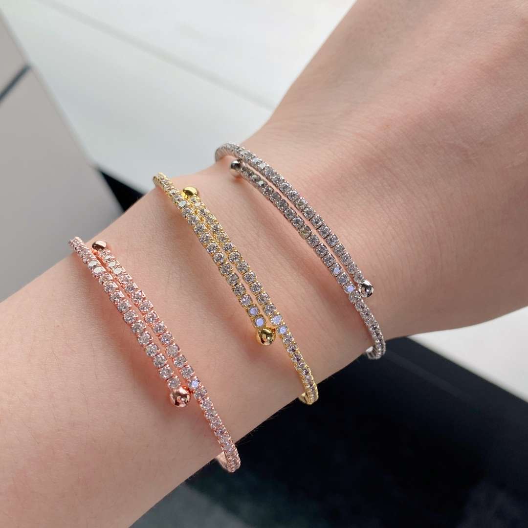 [ElanLuxe Jewelry]Row of Diamonds Round Fashion Bracelet