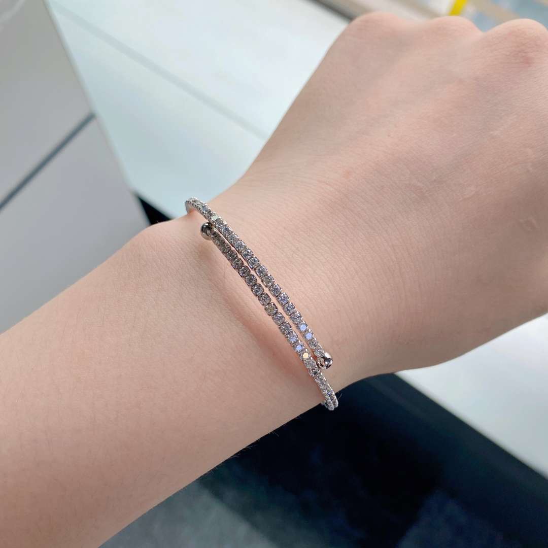 [ElanLuxe Jewelry]Row of Diamonds Round Fashion Bracelet