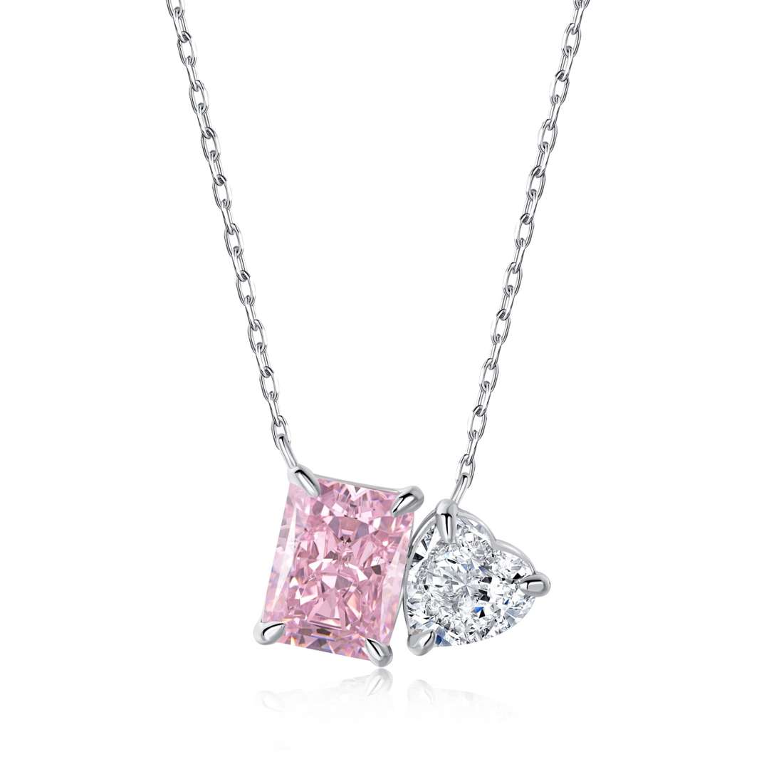 [ElanLuxe Jewelry]Dazzling Square & Heart Shape Necklace