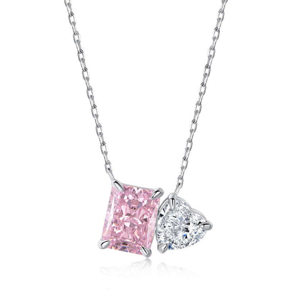 [ElanLuxe Jewelry]Dazzling Square & Heart Shape Necklace