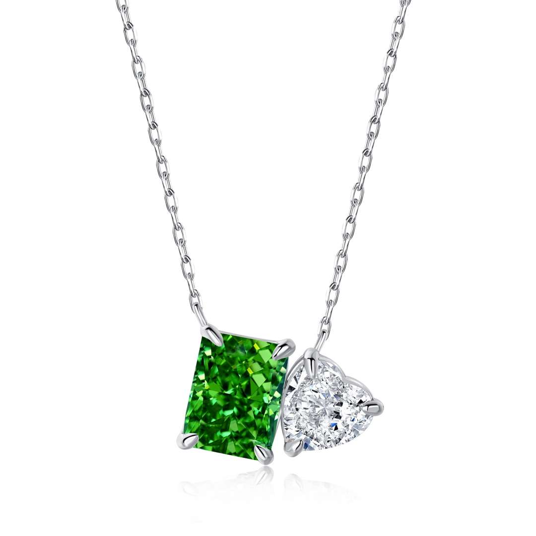 [ElanLuxe Jewelry]Dazzling Square & Heart Shape Necklace