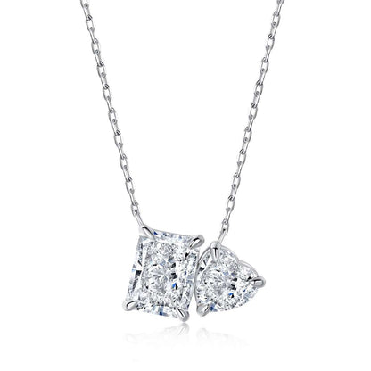 [ElanLuxe Jewelry]Dazzling Square & Heart Shape Necklace