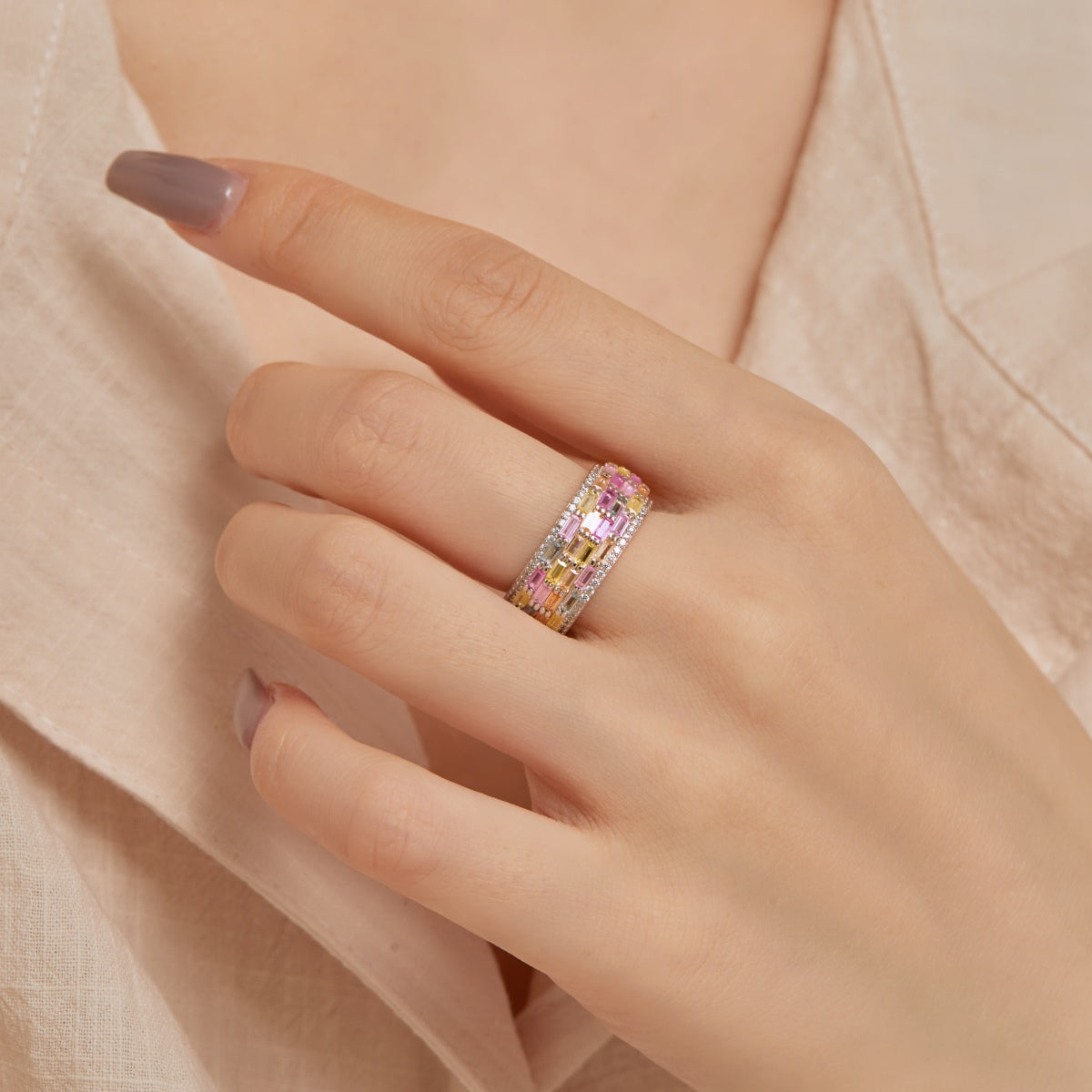 [ElanLuxe Jewelry]Radiant Colorful Radiant Cut Daily Ring