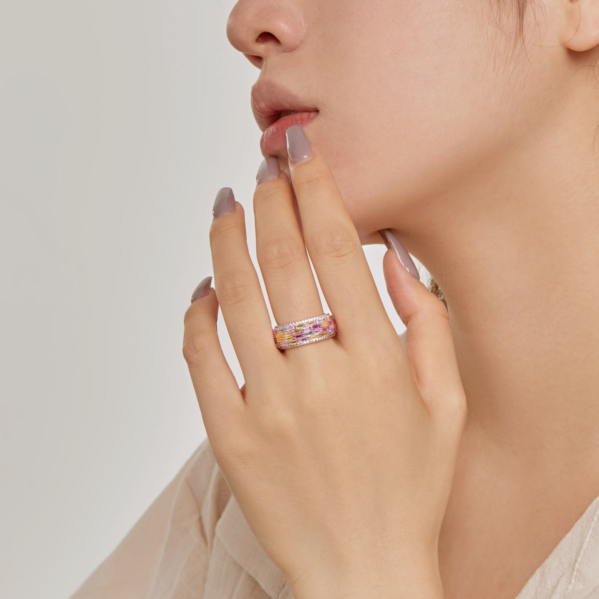[ElanLuxe Jewelry]Radiant Colorful Radiant Cut Daily Ring