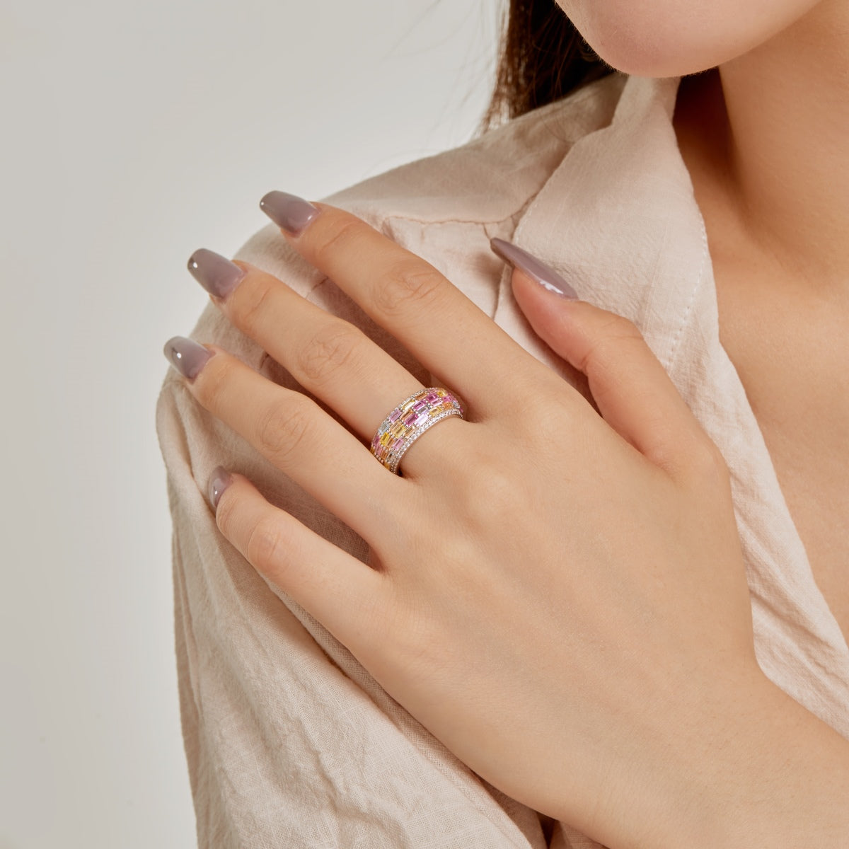 [ElanLuxe Jewelry]Radiant Colorful Radiant Cut Daily Ring