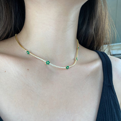 [ElanLuxe Jewelry]Luxurious Colorful Flower Tennis Necklace