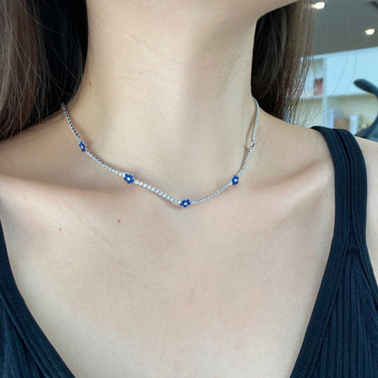 [ElanLuxe Jewelry]Luxurious Colorful Flower Tennis Necklace