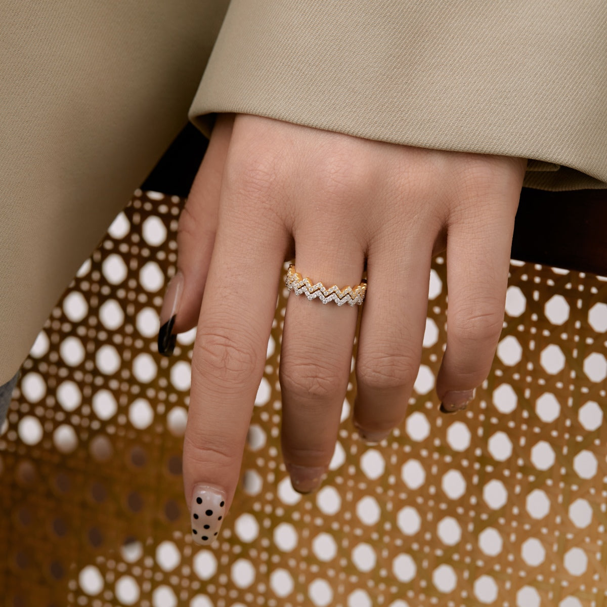 [ElanLuxe Jewelry]Delicate Enchanting Wave Shape Daily Ring