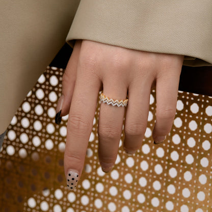 [ElanLuxe Jewelry]Delicate Enchanting Wave Shape Daily Ring
