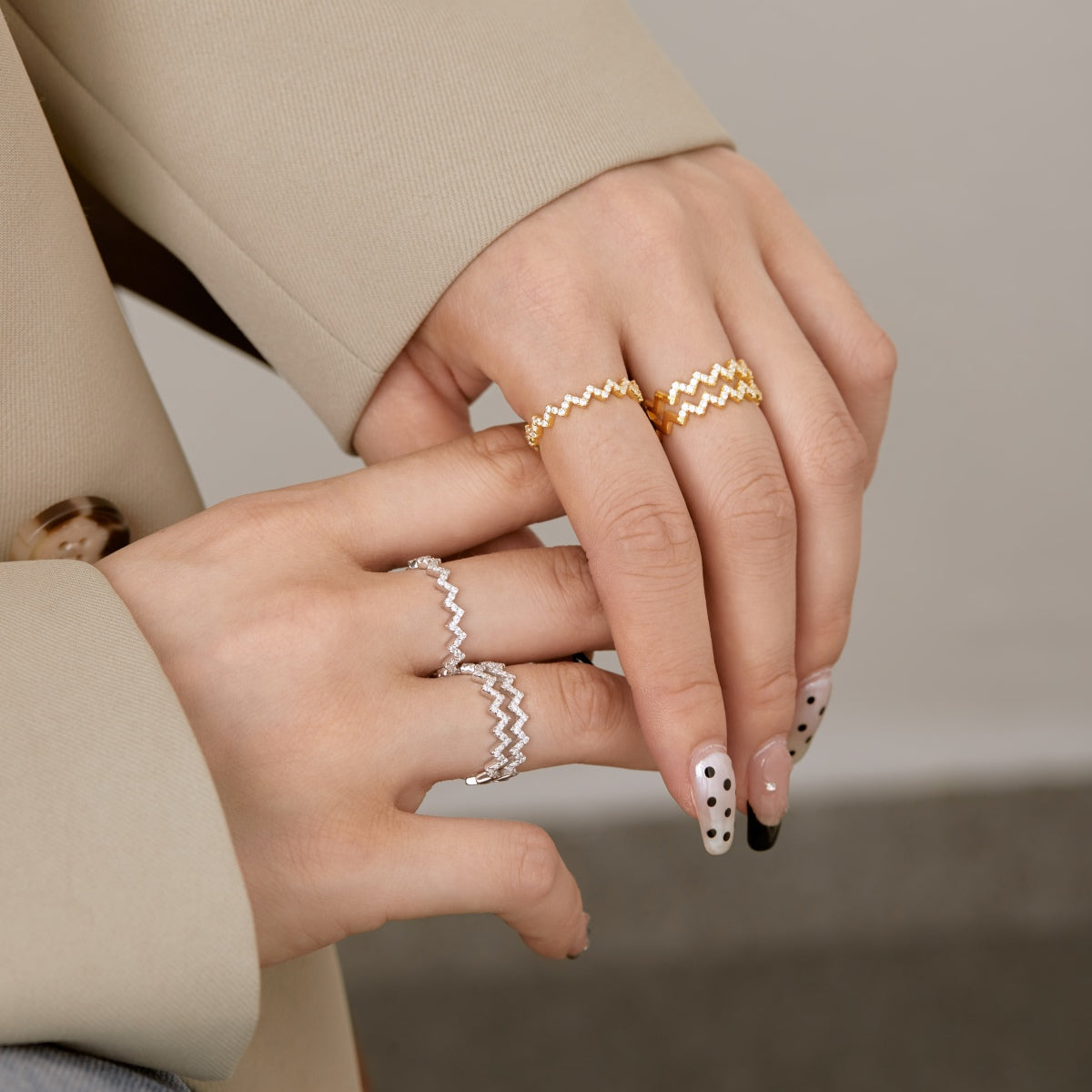 [ElanLuxe Jewelry]Delicate Enchanting Wave Shape Daily Ring