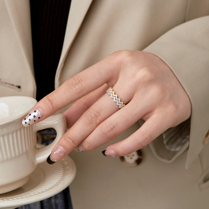 [ElanLuxe Jewelry]Delicate Enchanting Wave Shape Daily Ring