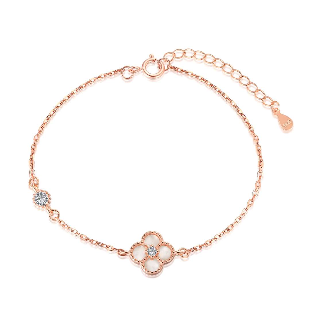 [ElanLuxe Jewelry]Delicate Four Leaf Clover Bracelet