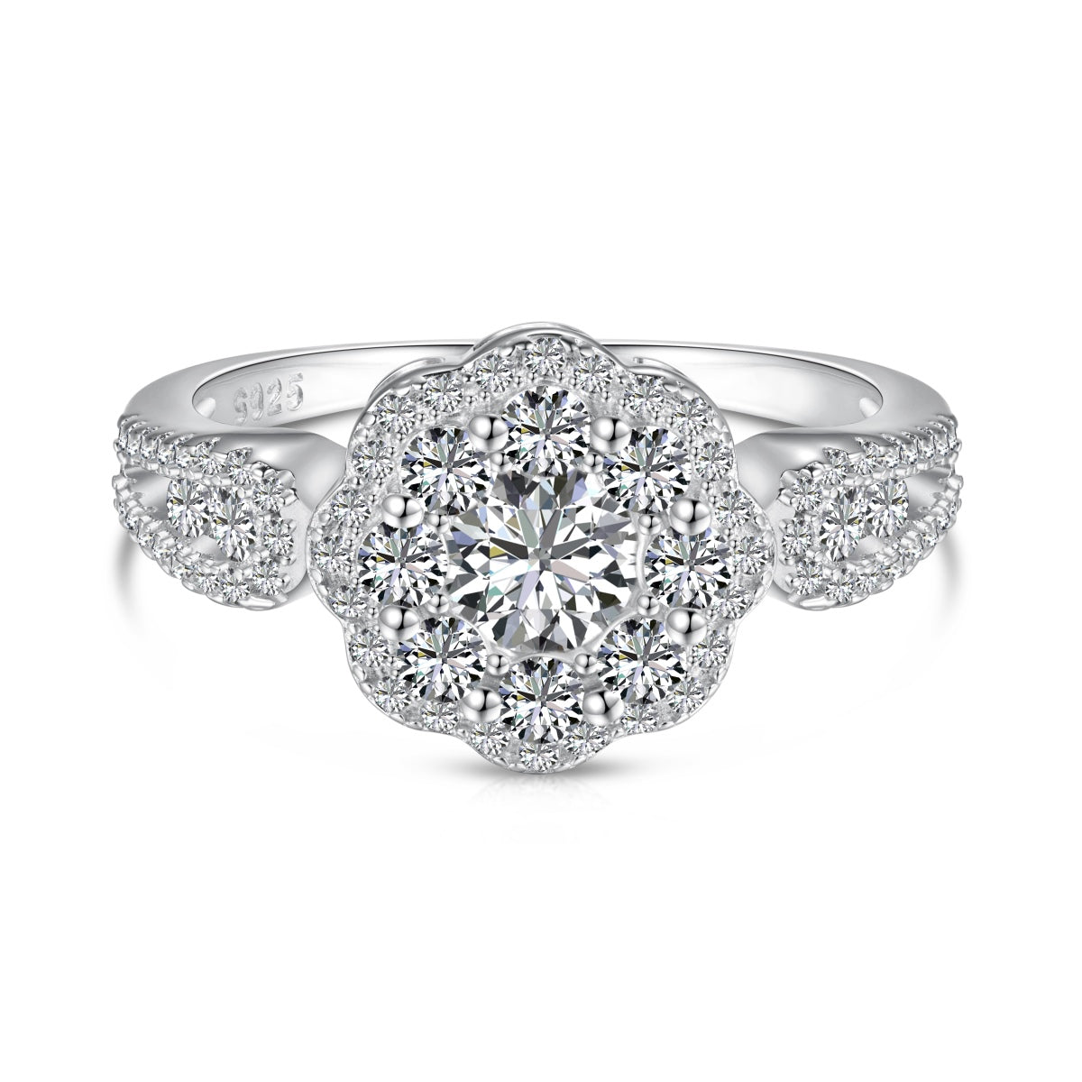 [ElanLuxe Jewelry]Delicate Colorful Round Cut Flower Shape Wedding Ring