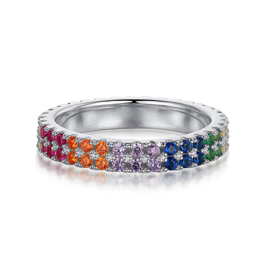 [ElanLuxe Jewelry]Unique Colorful Round Cut Tennis Ring