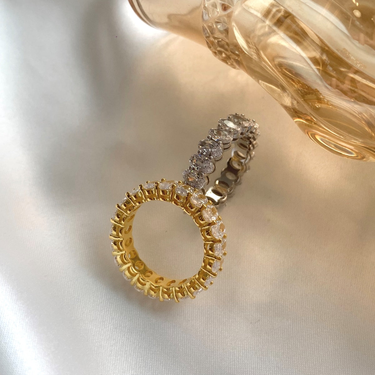 [ElanLuxe Jewelry]Ornate Oval Cut Tennis Ring