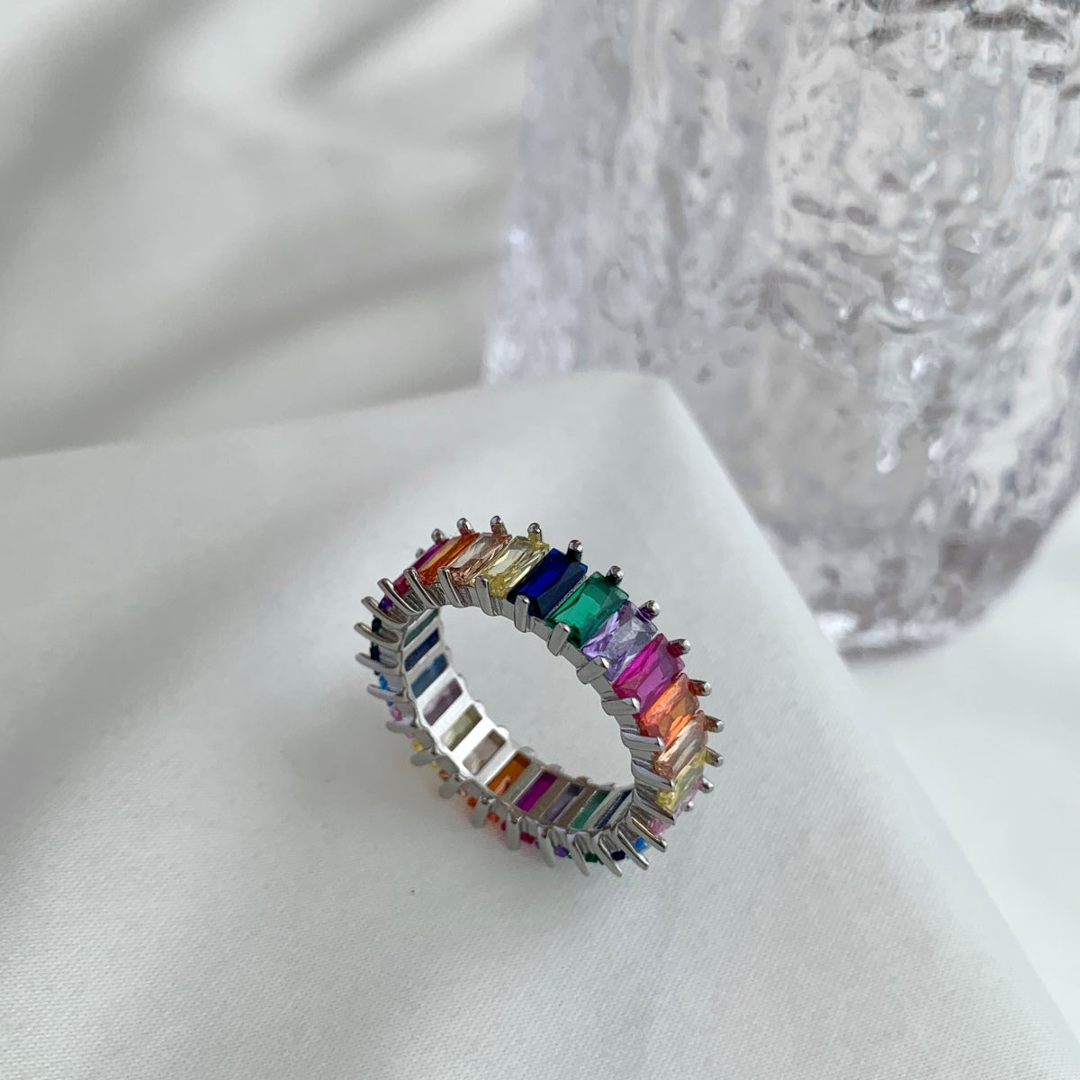 [ElanLuxe Jewelry]Unique Colorful Radiant Cut RIng