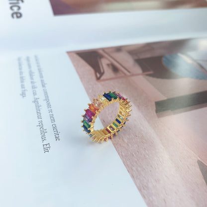 [ElanLuxe Jewelry]Unique Colorful Radiant Cut RIng
