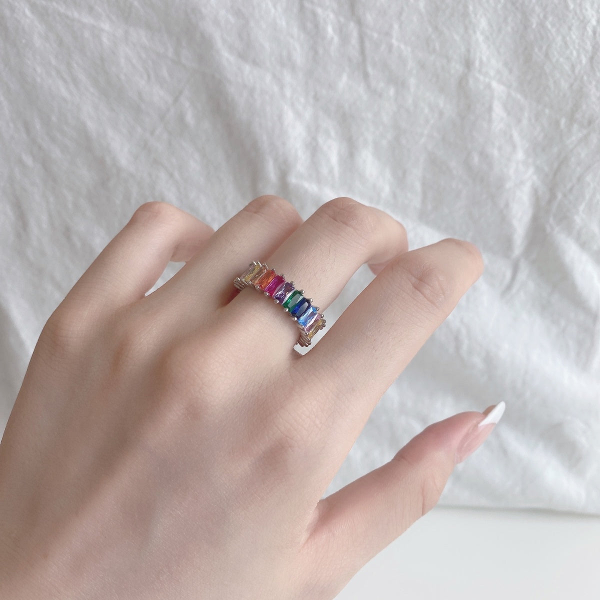 [ElanLuxe Jewelry]Unique Colorful Radiant Cut RIng