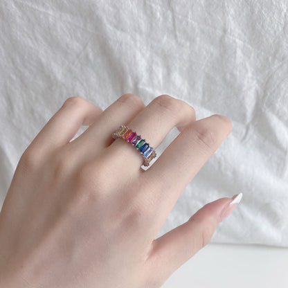 [ElanLuxe Jewelry]Unique Colorful Radiant Cut RIng