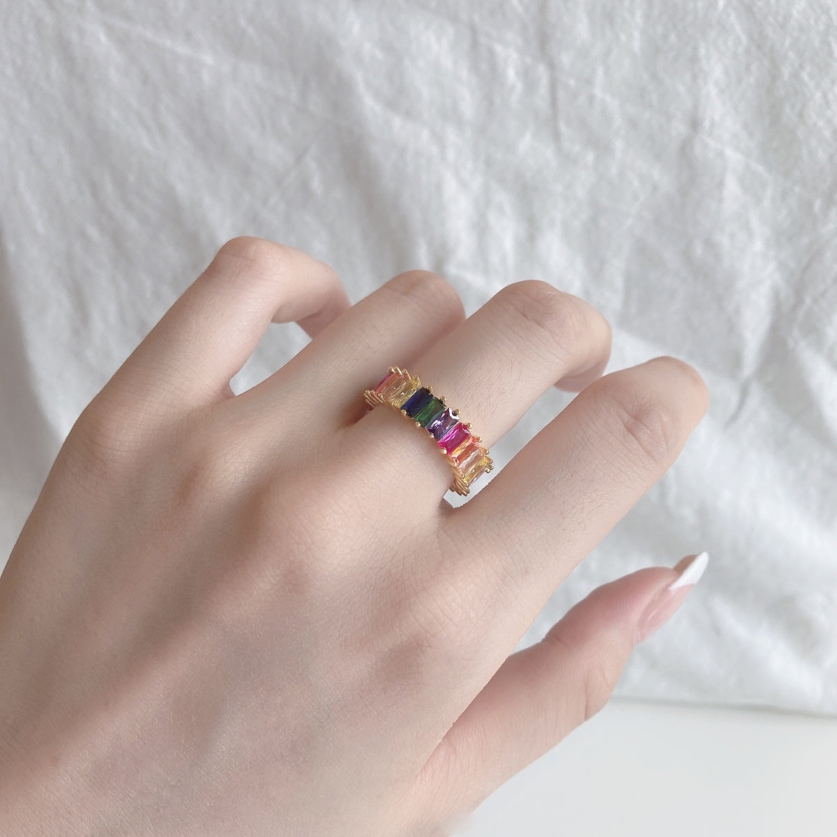 [ElanLuxe Jewelry]Unique Colorful Radiant Cut RIng