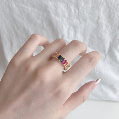 [ElanLuxe Jewelry]Unique Colorful Radiant Cut RIng