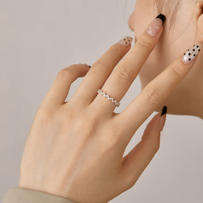 [ElanLuxe Jewelry]Delicate Enchanting Wave Shape Daily Ring