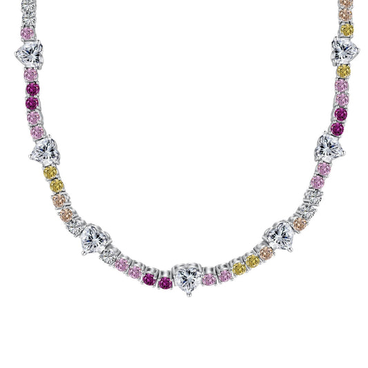 [ElanLuxe Jewelry]Delicate Colorful Rainbow Tennis Chain