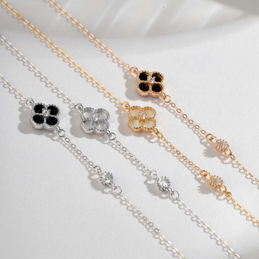 [ElanLuxe Jewelry]Delicate Four Leaf Clover Bracelet