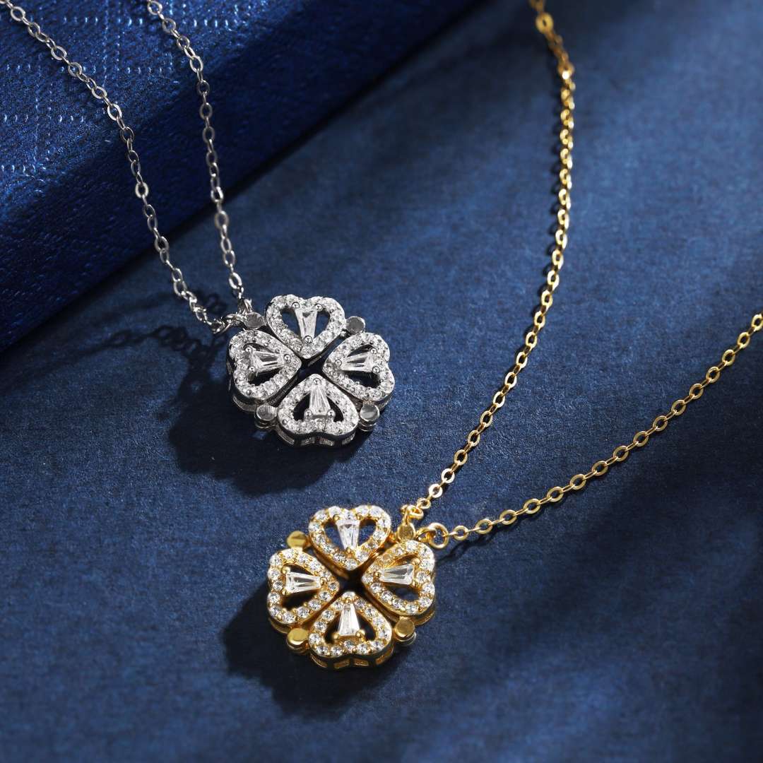 [ElanLuxe Jewelry]Ornate Heart Cut Flower Shape Necklace