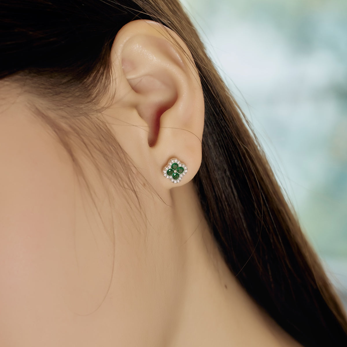[ElanLuxe Jewelry]Four-Leaf Clover Flower Shaped Earrings