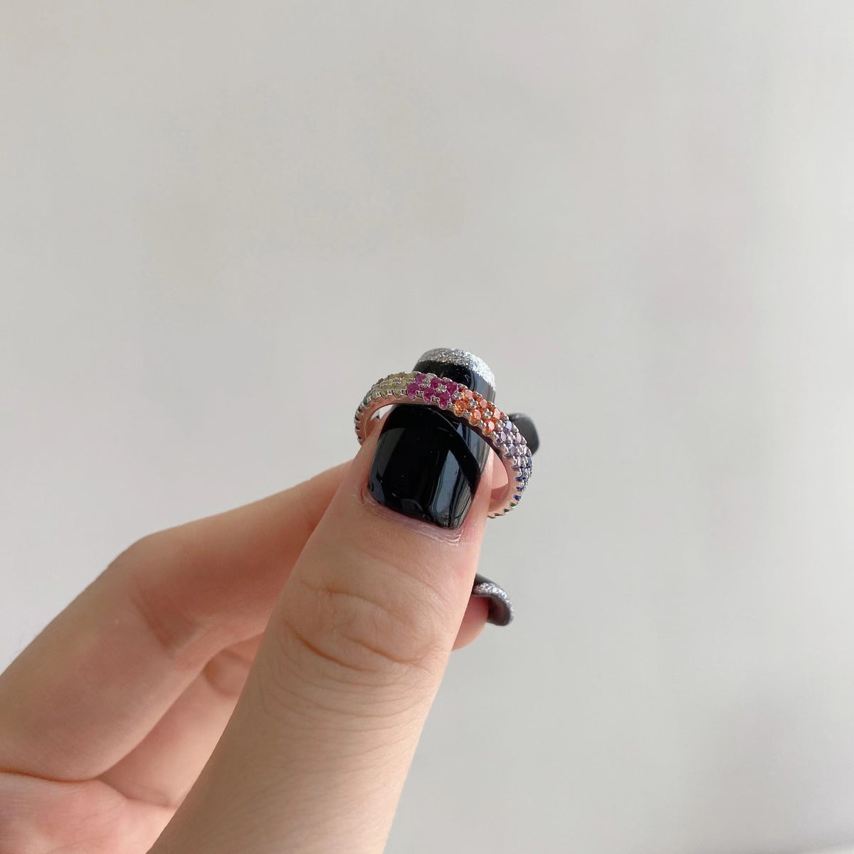 [ElanLuxe Jewelry]Unique Colorful Round Cut Tennis Ring
