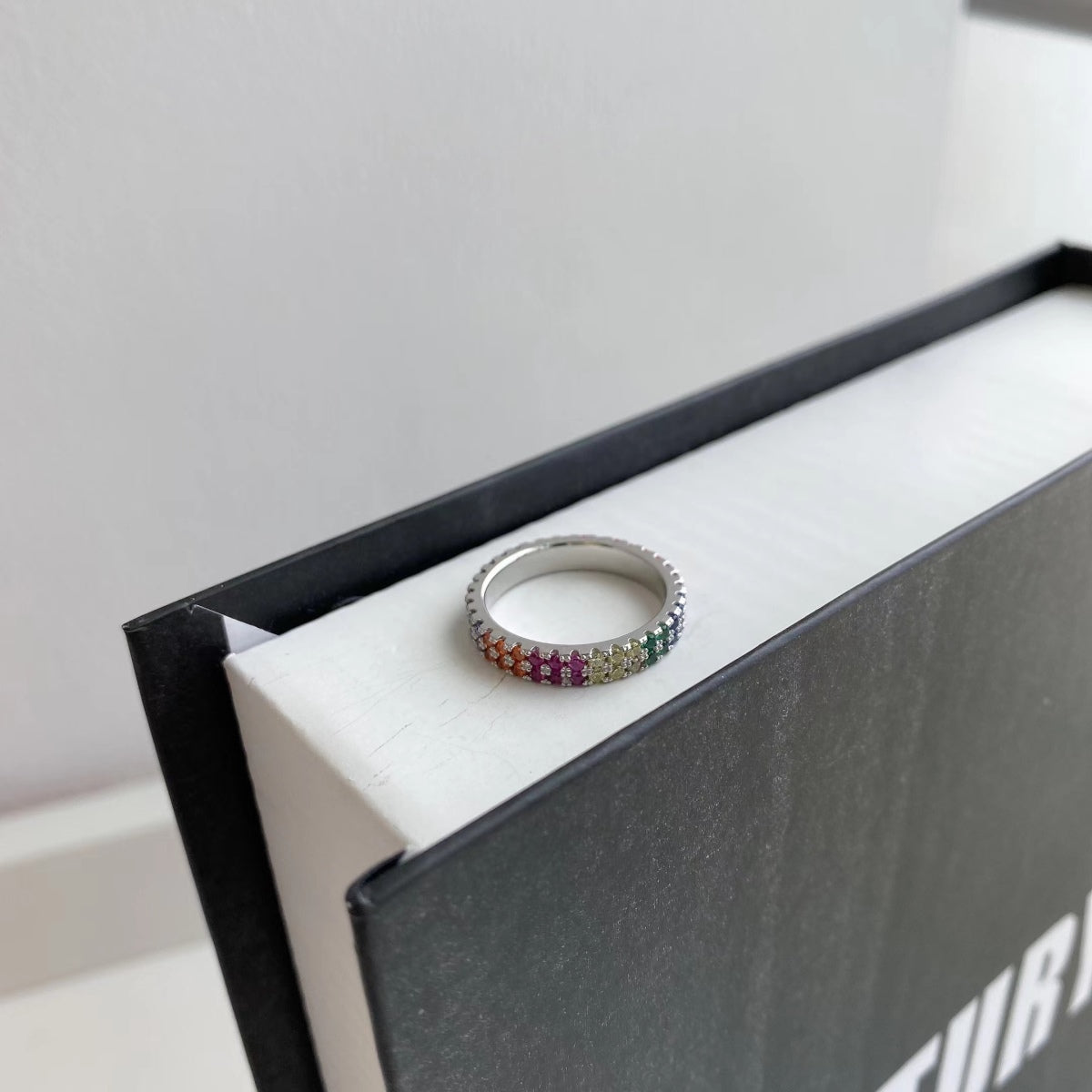 [ElanLuxe Jewelry]Unique Colorful Round Cut Tennis Ring