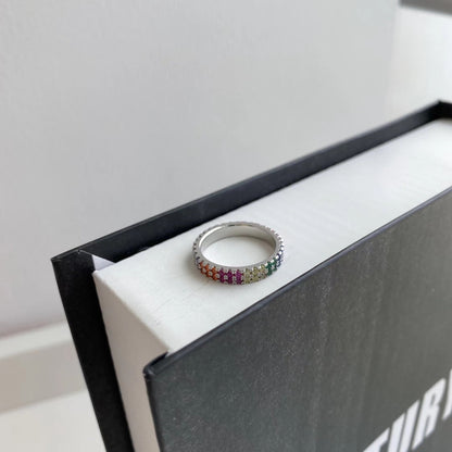 [ElanLuxe Jewelry]Unique Colorful Round Cut Tennis Ring