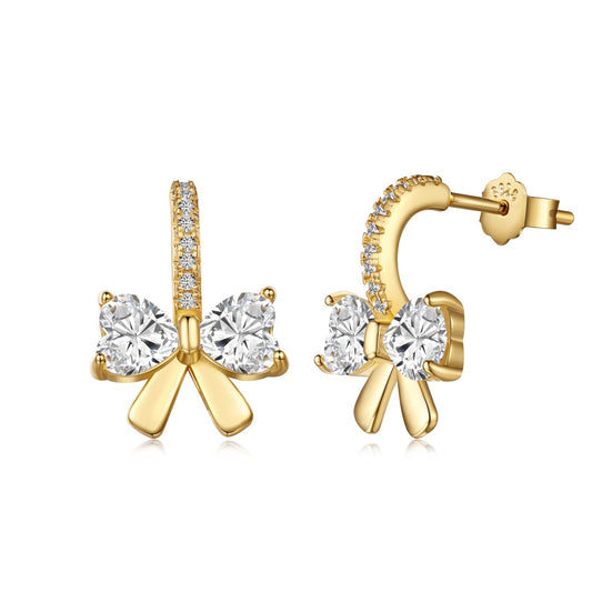 [ElanLuxe Jewelry]Exquisite Earrings With Heart-Shaped Bow Design