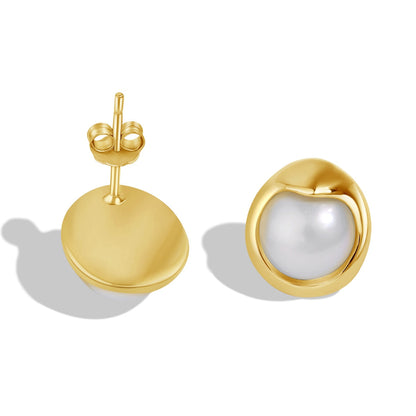 [ElanLuxe Jewelry]Dainty Bread Pearl Earrings